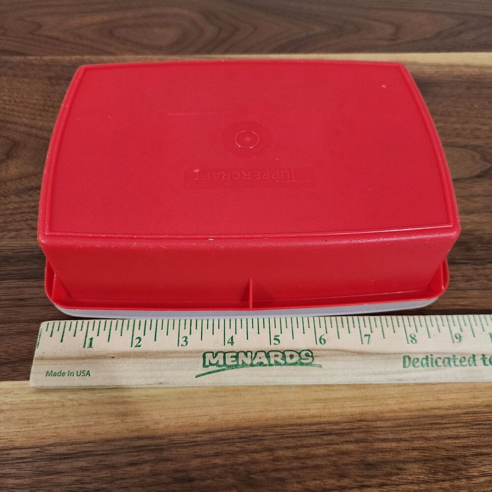 Tupperware Tuppercraft Vintage Stow N Go Craft Storage Lunch Container Red #767 - Picture 7 of 9